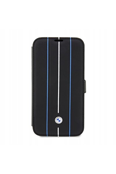 NO BRAND Husă cu clapetă BMW Leather Stamp Blue Lines pentru iPhone 14 Pro, c...