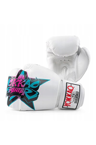 Yokkao Mănuși de box pentru bărbați, Fighter KO, albe, 12 oz