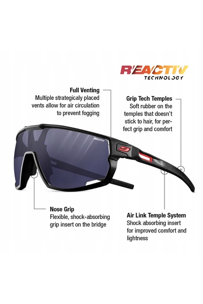 Julbo Ochelari Rush Reactiv 0 3 5344014 Negru Mat Roșu