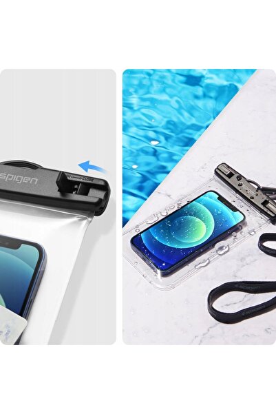 Spigen A601 Husă universală impermeabilă, pachet de 2, transparentă cristalin