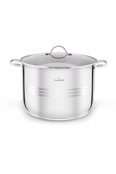 Starke Pro Oală înaltă din oțel inoxidabil de 20L, cu mânere, capac de sticlă...