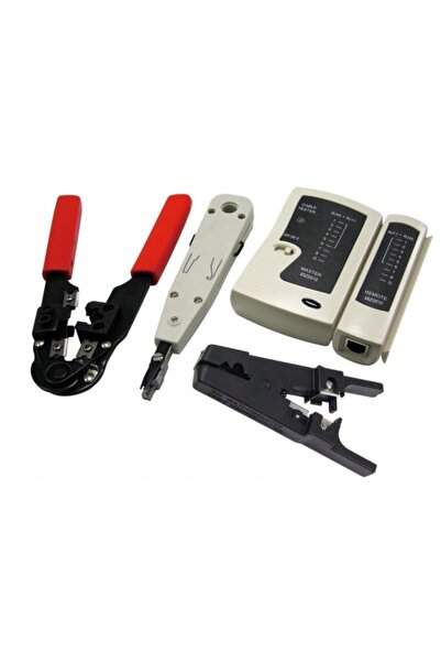 LogiLink Kit de unelte pentru cabluri de rețea 4 în 1 cu tester de cabluri RJ...