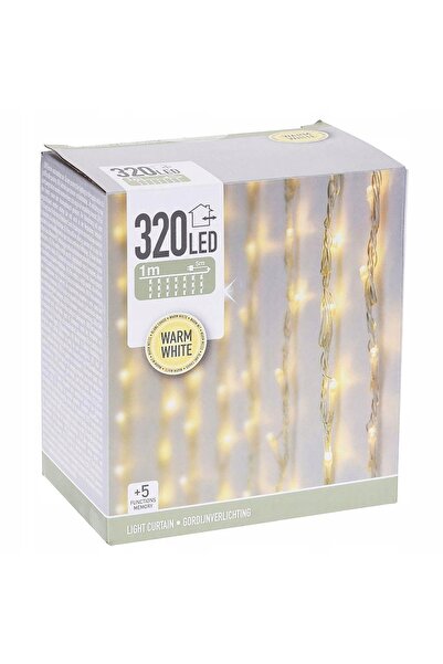 H&S Ghirlandă luminoasă tip perdea, 320 LED-uri, alb cald, pentru exterior/in...
