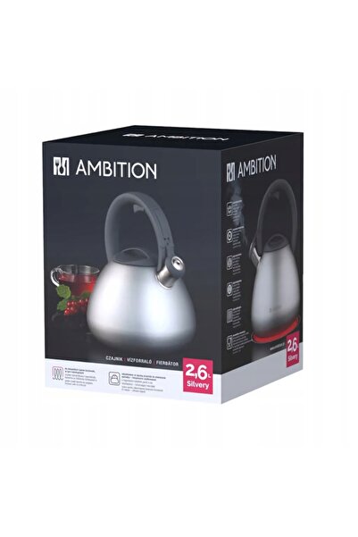 Ambition Ceainic argintiu inductiv pe gaz cu fluier tradițional 2,6
