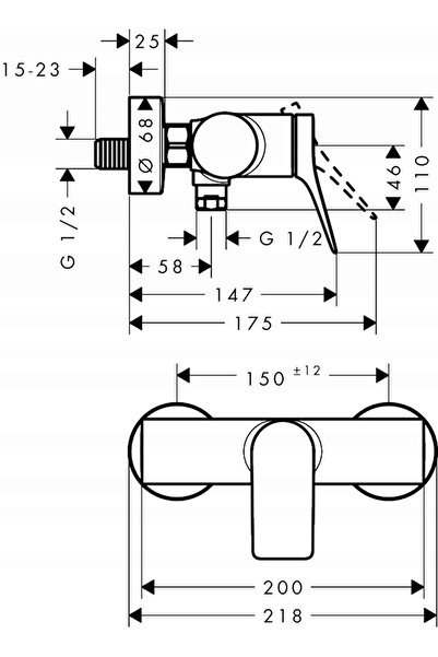 Grohe HANSGROHE Vivenis 75623000 Baterie de duș cromată