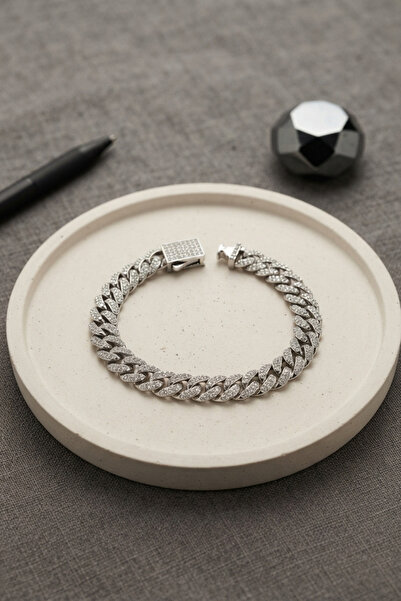 Clariss Cuban Chain Model Silver Color Men's Bracelet