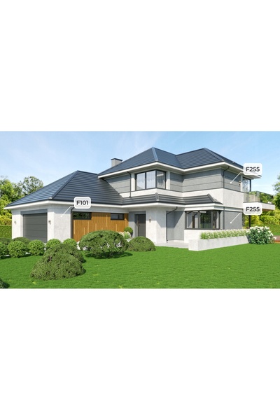 NO BRAND 5L Gri închis cu albastru F255 Vopsea siliconică structurală pentru ...