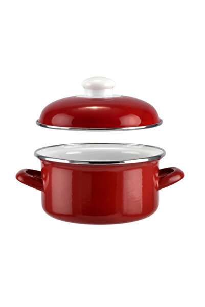 Perfect Home Cratiță emailată bordo cu capac, 20 cm, 3 litri