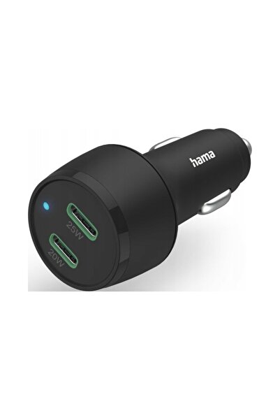 Hama Încărcător auto GaN LED cu încărcare rapidă 45W 2x USB-C PD/QC