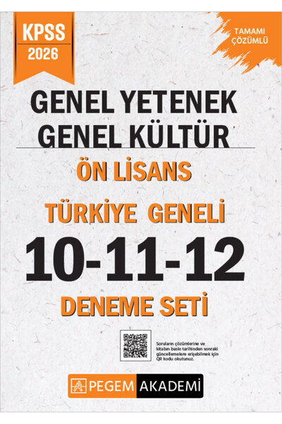 Pegem Akademi Yayıncılık 2026 KPSS Genel Yetenek Genel Kültür Ön Lisans Tamam...