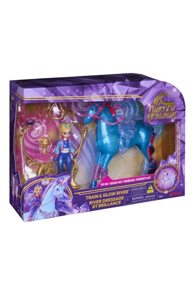 Spin Master Toys Far East Academia Unicornilor: Păpușa Train și unicornul Glo...