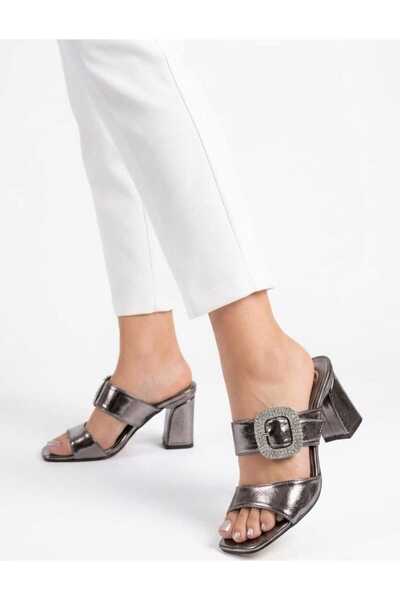HBZ Women's High Heel Shoes with Adjustable Stone Buckle Detail and Metal Hee...