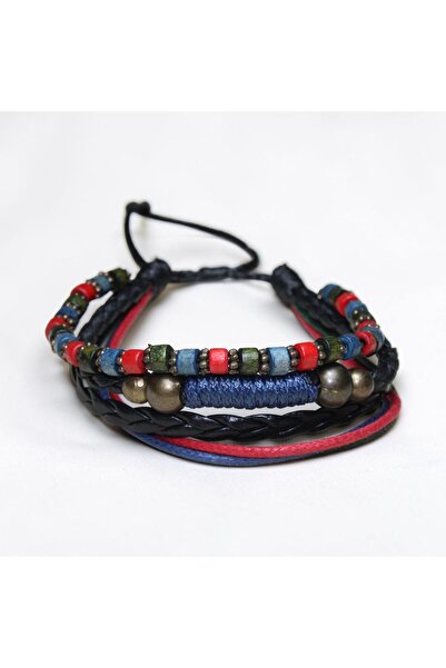 DEHNA Handmade Multi-Layer Unisex Bracelet with Wooden Beads Adjustable Bohem...