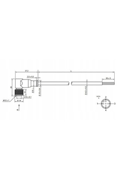 NO BRAND Conector M12 mamă cu 4 pini, 5m, în unghi drept - N12FA4E25ZS