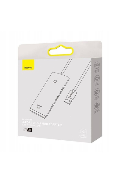 Baseus Hub USB 3.0 cu 4 porturi USB 3.0 și 1 port USB-C, cablu de 2m WKQX030201