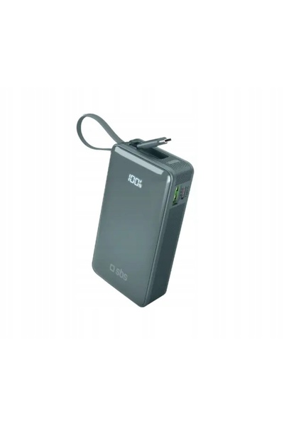 SBS Baterie externă 10000mAh USB-A USB-C cu afișaj, cablu USB-C încorporat, 20W
