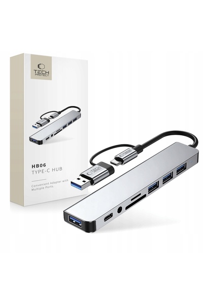 NO BRAND TECH-PROTECT Adaptor Hub Convertor 8 în 1 Tip-C pentru Laptop Window...
