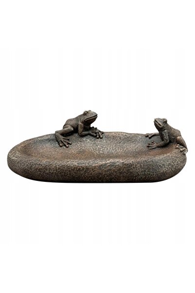 Exner Stropitoare decorativă broască, baie pentru păsări, 23cm, figurină de g...
