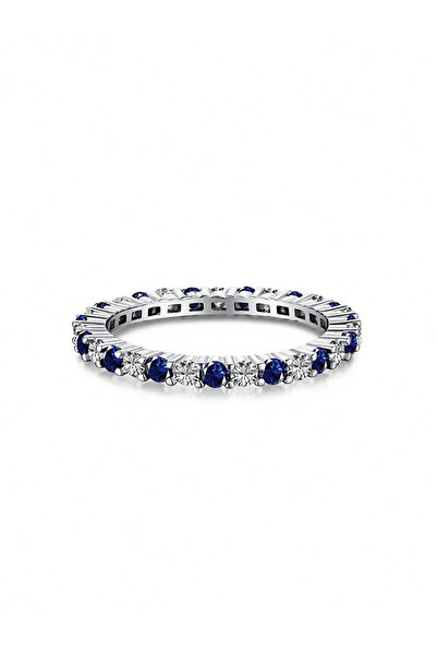 Choice58 9 Silver Blue White 925 Sterling Silver Fashion Shiny 1.4mm Full Zir...