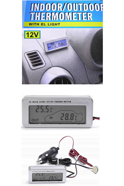 NO BRAND Termometru auto digital LCD cu intrare/ieșire de temperatură și ilum...
