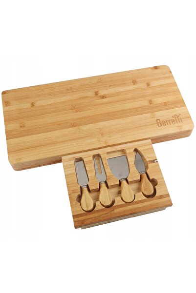 NO BRAND Tavă de bambus BERRETTI DESKA pentru brânzeturi, 4 cuțite, 45.5X22CM