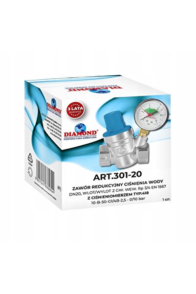 DIAMOND REDUCTOR PRESIUNE APĂ ALAMĂ 1 " DN25 CU MANOMETRU ART.301-25