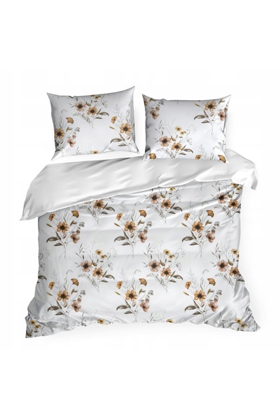 Eurofirany Lenjerie de pat Bumbac 160x200 Frunze Flori pe un fundal deschis