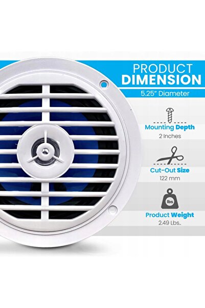 NO BRAND Pyle PLMR57W Difuzoare marine 13cm / 130mm pentru iaht și barcă, imp...