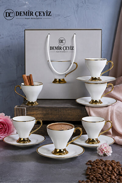 Demir Çeyiz Dmr Life Atlantik 6-Piece Porcelain Coffee Cup Set 90ml