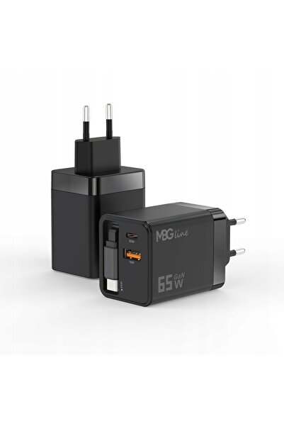 NO BRAND Încărcător de perete USB cu încărcare rapidă GaN 65W PD, cu cablu re...