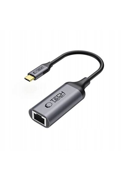 Tech-Protect Adaptor convertor USB-C la Ethernet RJ45 1000Mbps - Negru