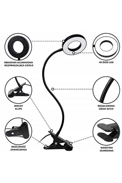 NO BRAND LAMPĂ LED CU LUPĂ SUPORT DE MASĂ CU INEL DE SERVICIU 10W USB RT0371