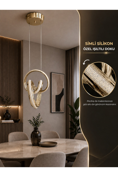 Kılınc Tools Velora 3 Işık Simli LED Avize – Rose Gold Modern Dekoratif Sarkı...
