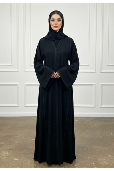 Nukhbaa Braided Accent Abaya|Nida Fabric