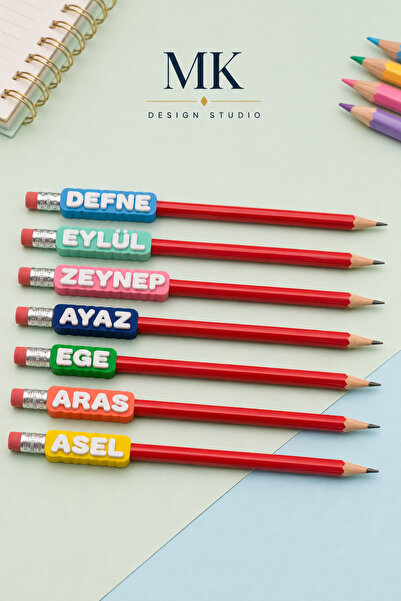 MK DESIGN STUDIO 20'li - Kişiye Özel İsimli Kalem Süsü 3D – Kaleme Takılan Ka...