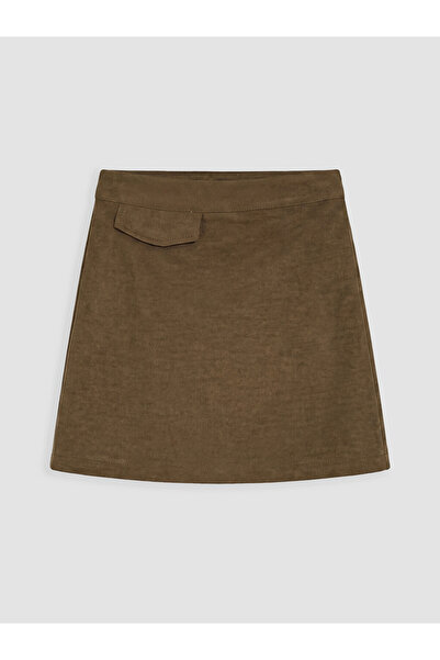 LC Waikiki Green Girls' A-Line Suede Look Skirt