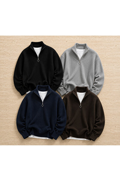 oneoff 4-Piece Advantageous Men's Casual Half-Zip Winter Knitwear Thessalonik...