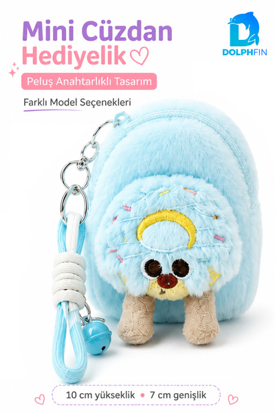 DolphFin Plush Mini Wallet with Keychain and Zipper Coin Bag Children's Gift ...