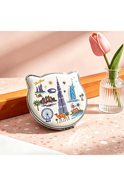 ARIANA Dubai Souvenir Compact Folding Makeup Mirror, Portable Cat Shape Metal...