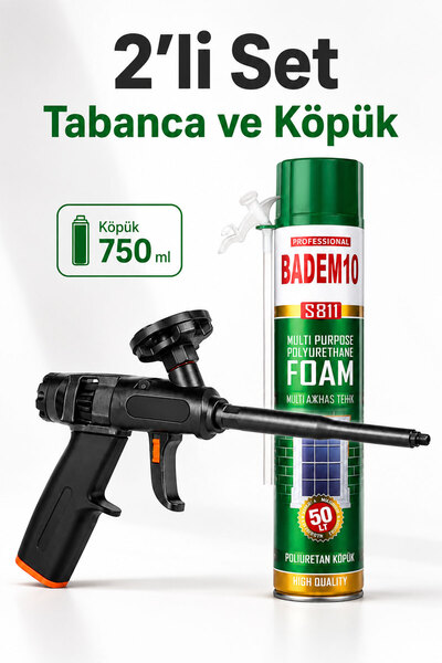 Badem10 Kapı Pencere Montajı İçin 750ML Köpük - Antrasit Ergonomik Köpük Taba...
