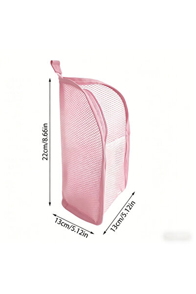 Choice Pink Portable Mesh Standing Toiletry Bag, Lightweight Foldable Clear H...