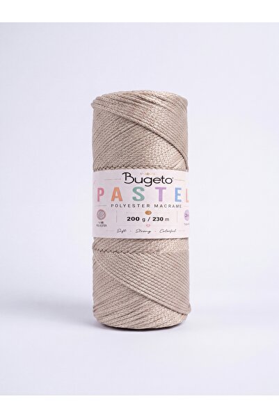 Bugeto Pastel Polyester Macrame Cord 200 Gr 230 Mt 2 mm Bag and Supla Yarn Beige