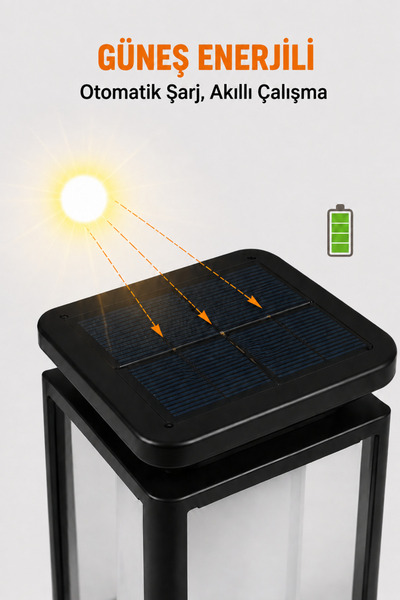 ALFAGİFT Solar LED Alev Efektli Bahçe Aydınlatma Feneri Güneş Enerjili Dış Mekan Masa ve Gece Lambası