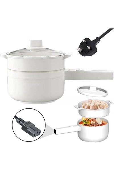 lutors 2L Mini Electric Pot with Steamer - Portable Cooker with Adjustable Te...