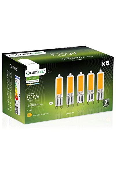 Lumiled 5x Bec LED G9 tip capsulă 5W = 50W 560lm 4000K Neutră 360 °   FILAMENT