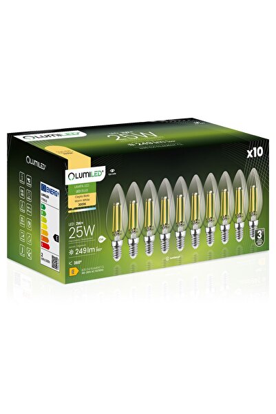 Lumiled 10x Bec LED E14 Tip Lumânare B35 2W = 25W 249lm 3000K Cald 360 °   FI...