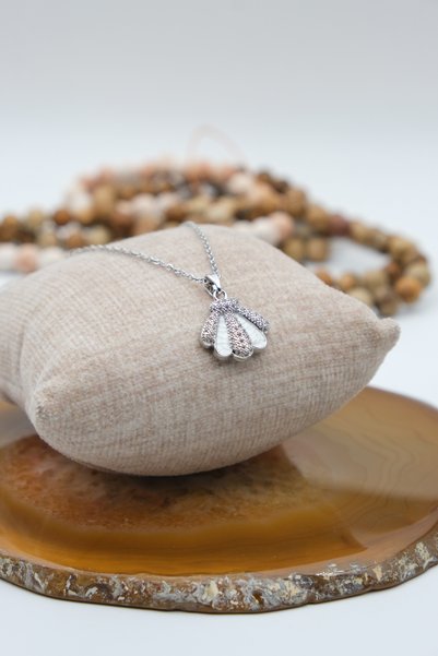 Serenite Collection Ostrea Silver Color Zircon Necklace