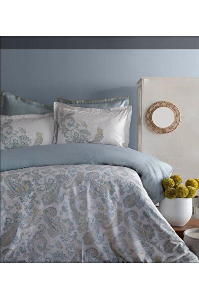 PAMUKLAR Apricitas Home King Size Berta Indigo Elegance Satin Double Duvet Co...