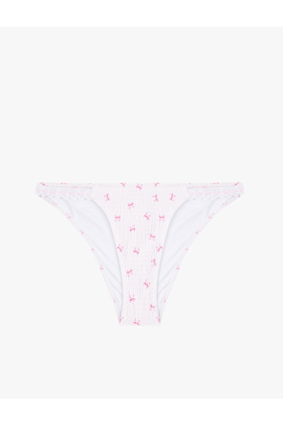Koton X Sibil Çetinkaya - Kroşe Detaylı Fiyonk Baskılı Dokulu Bikini Altı
