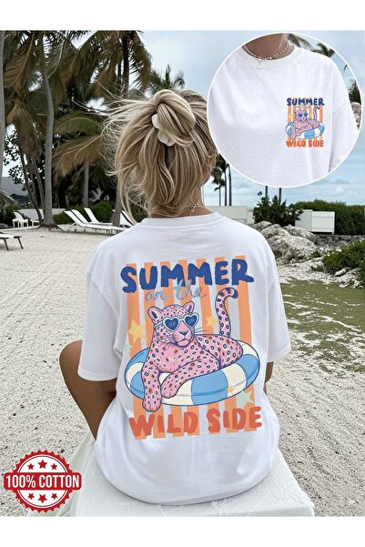 AEMİ Unisex Summer Printed Oversize Crew Neck T-Shirt